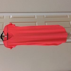 Now n Forever Neon Pink Maxi Tee Dress EUC